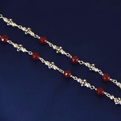 SILVER RED ANKLET
