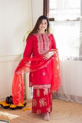 Hasrat Red Sharara Set-M