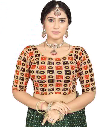 Laadli Beige Readymade without Pad Jacquard Women's Blouse ( Pack of 1 )