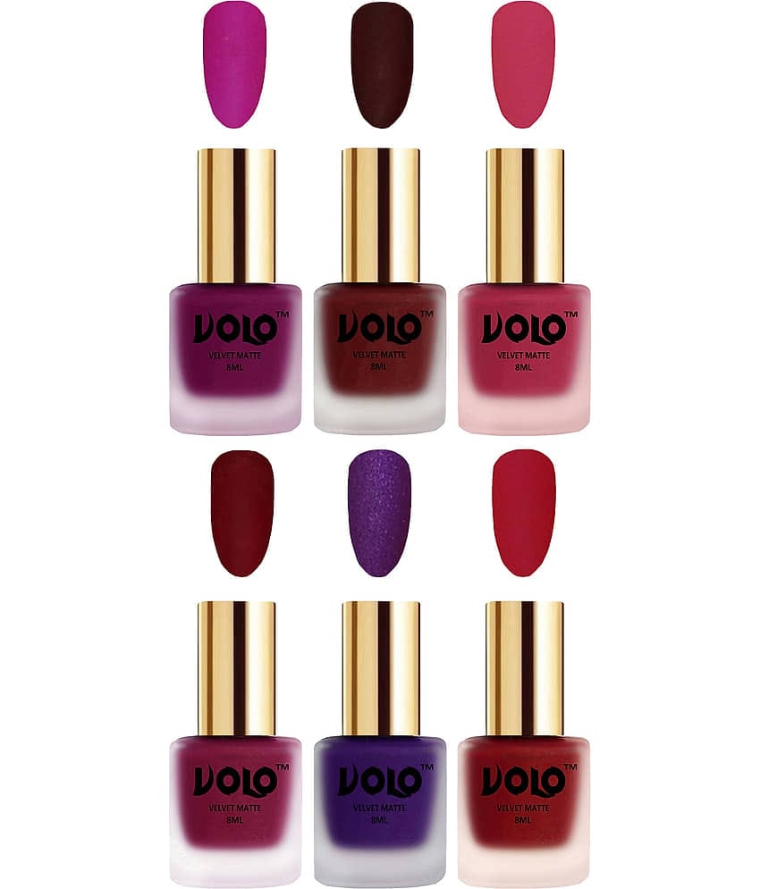 VOLO Velvet Dull Matte Posh Shades Nail Polish Multi Pack of 6 48 mL