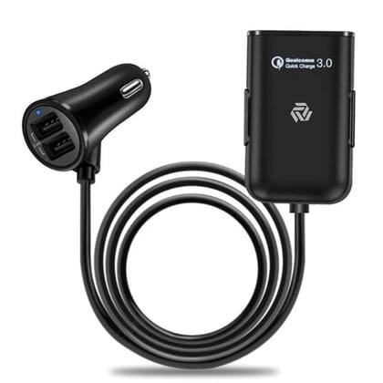 Muvit 36W 4 Port Multi USB Car Mobile Charger Adapter-Black