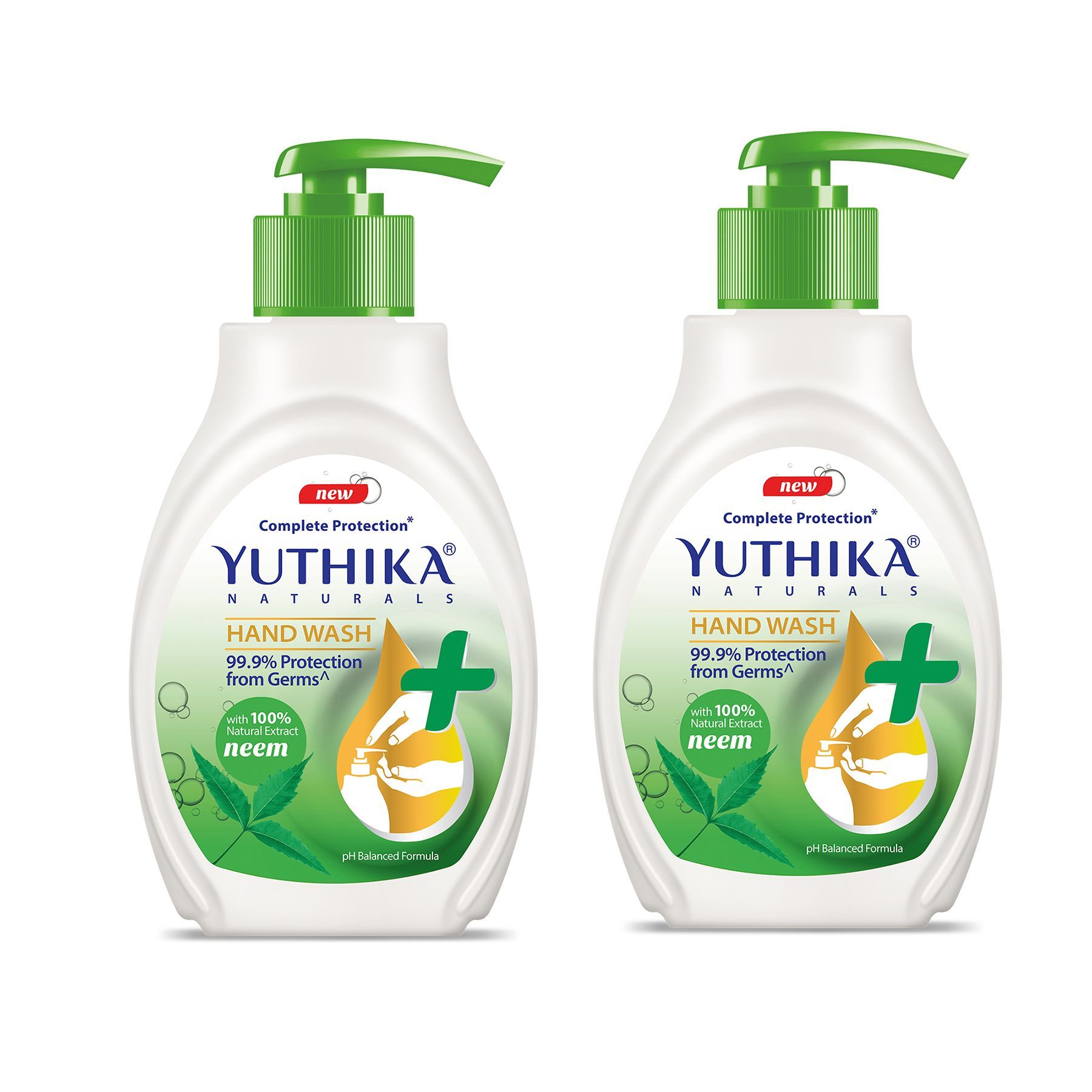Yuthika Liquid Hand Wash 500ml Pack of 2, Neem Handwash, Germ Protection Handwash with a pH Balanced Formula