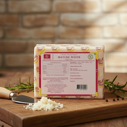 Mishti Gourmet Premium Artisanal Natural Mature White Cheddar Cheese 200g-0% Preservatives