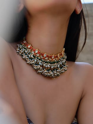 Elise Multicolored Kundan Necklace-Green