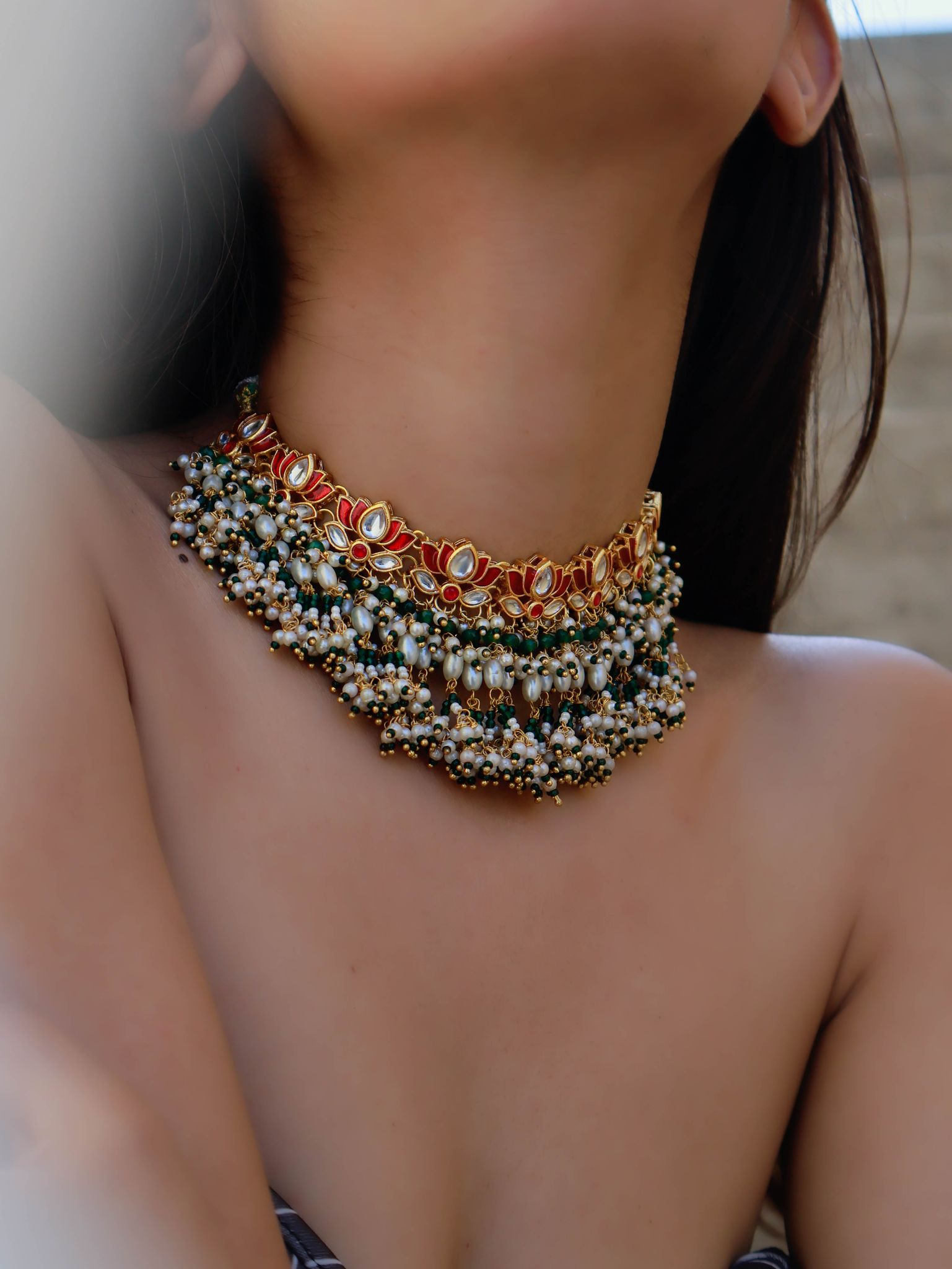 Elise Multicolored Kundan Necklace-Green