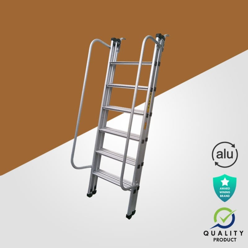 Side Railing with Hook Aluminum Ladder with 20" Wide Step (Model: K-7025, Height: 6 ft in Medium)