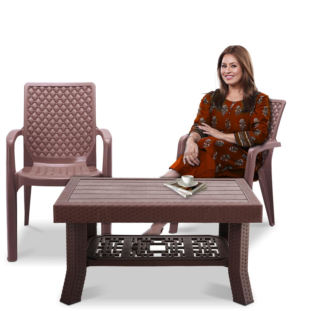 MAHARAJA Premium Plastic Chair and Table Combo Set for Home, Garden, Office & Outdoor Use  Durable & Weather Resistant
