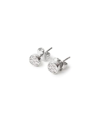 Tokyo Round Dots Iced Earrings-Pair / Silver