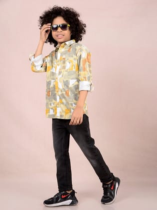 Multi-Color Printed 100% Cotton Shirt-7-8Y / Multi-Color