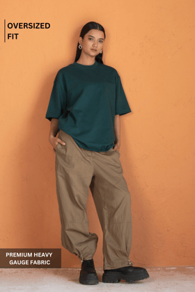 Deep Moss- Oversized T-Shirt-XS