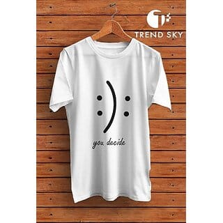 Graphic Print Men White Round Neck Polyester Casual T-Shirt