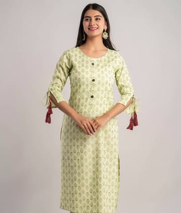 MAUKA - Green Rayon Women's Straight Kurti ( Pack of 1 )