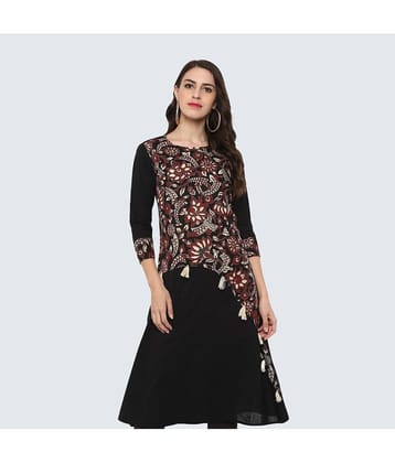 Yash Gallery - Black Cotton Women's Double Layered Kurti ( Pack of 1 )