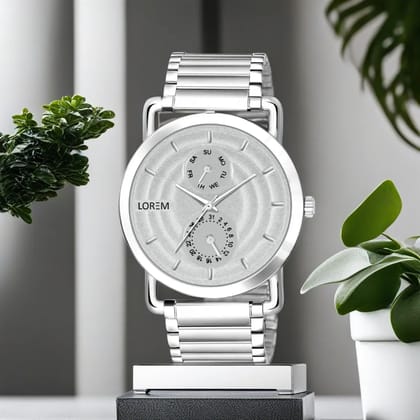 LOREM Black 3D Embossed Stainless Steel Analog Watch for Men LR120-UF