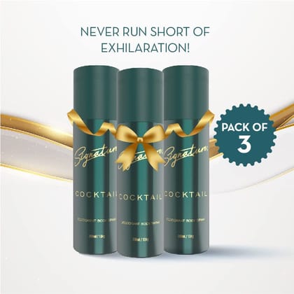 Signature Cocktail Deodorant Floral Fruity Long Lasting Fragrance for Men and Women, Unisex Combo Pack of 3 (200 ml x 3)