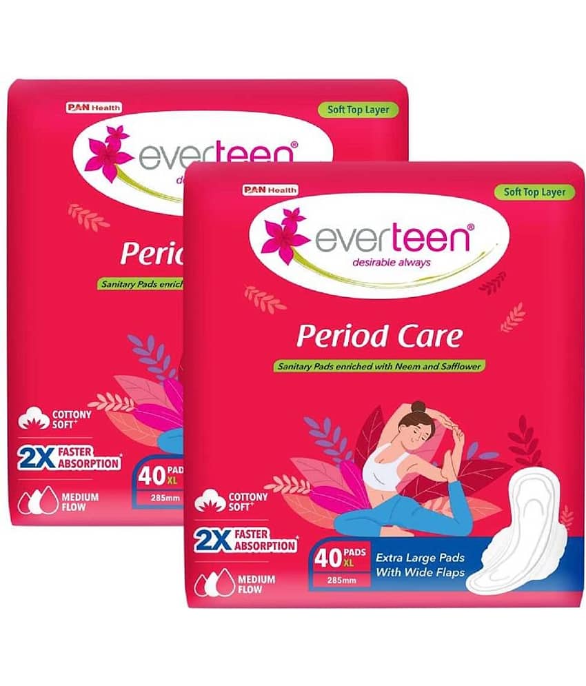 Everteen Period Care XL Soft Sanitary Pads For Medium Flow, 40 Pads Each (Pack of 2)