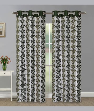 Home Candy Set of 2 Door Semi-Transparent Eyelet Polyester Green Curtains ( 213 x 120 cm )