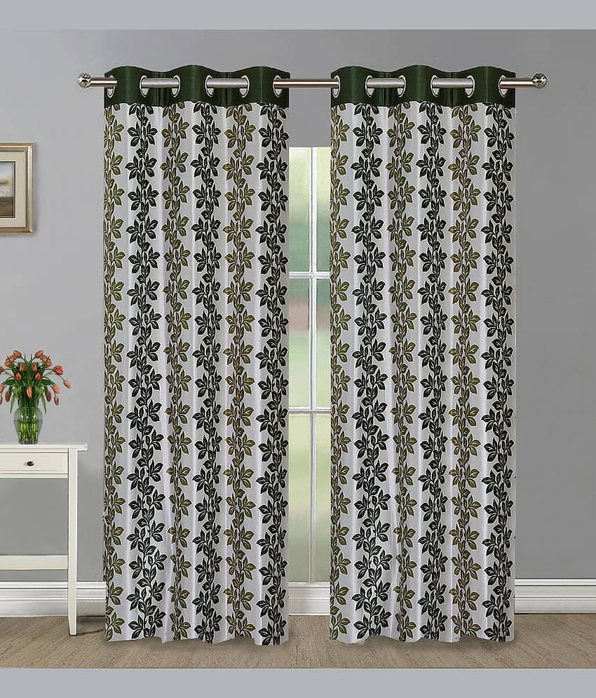 Home Candy Set of 2 Door Semi-Transparent Eyelet Polyester Green Curtains ( 213 x 120 cm )