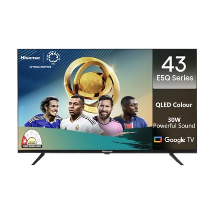 Hisense 108 cm (43 Inches) HD Ready Smart QLED Google TV | HDR10, 30W Powerful Speakers, Dolby Audio | Super Bright Panel | Google Assistant & Chromecast Built-in | Voice Control | 43E5Q (Black) Black / 43 inches