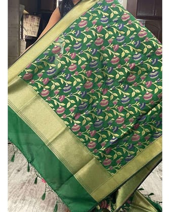 BANARASI MEHENDI GREEN COLOR DUPATTA-BNS9