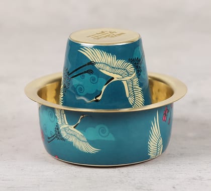 India Circus Legend Of The Cranes Brass Coffee Tumbler Set India Circus Legend Of The Cranes Brass Coffee Tumbler Set