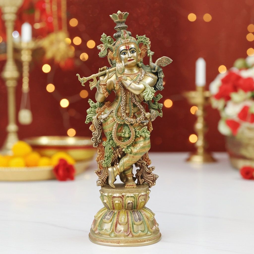 Brass Showpiece Krishna Idol (BSMAS1346 E)