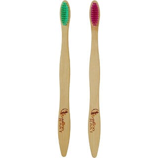 (Pack of 2) Bamboo Toothbrush with Colored Bristles Pack of 2 Ultra Soft Toothbrush