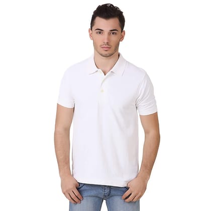 Men's Polo Collar T-Shirt - White-Small / White
