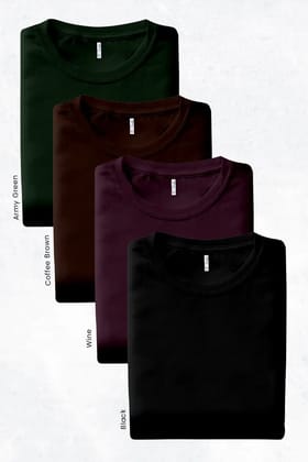 Pack 4 - Army Green, Black, Coffee & Wine - Classic Crew-S