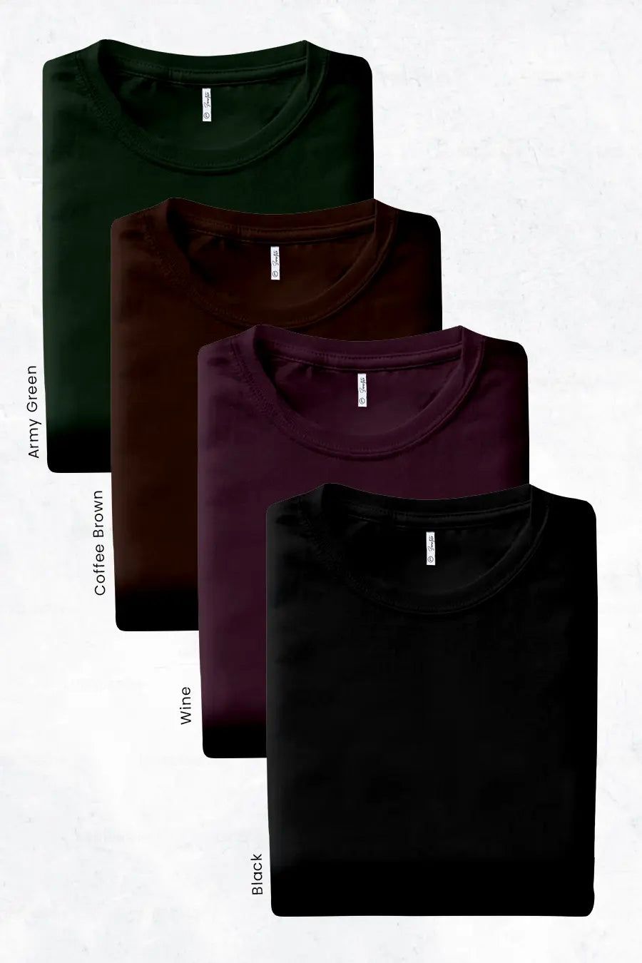 Pack 4 - Army Green, Black, Coffee & Wine - Classic Crew-S