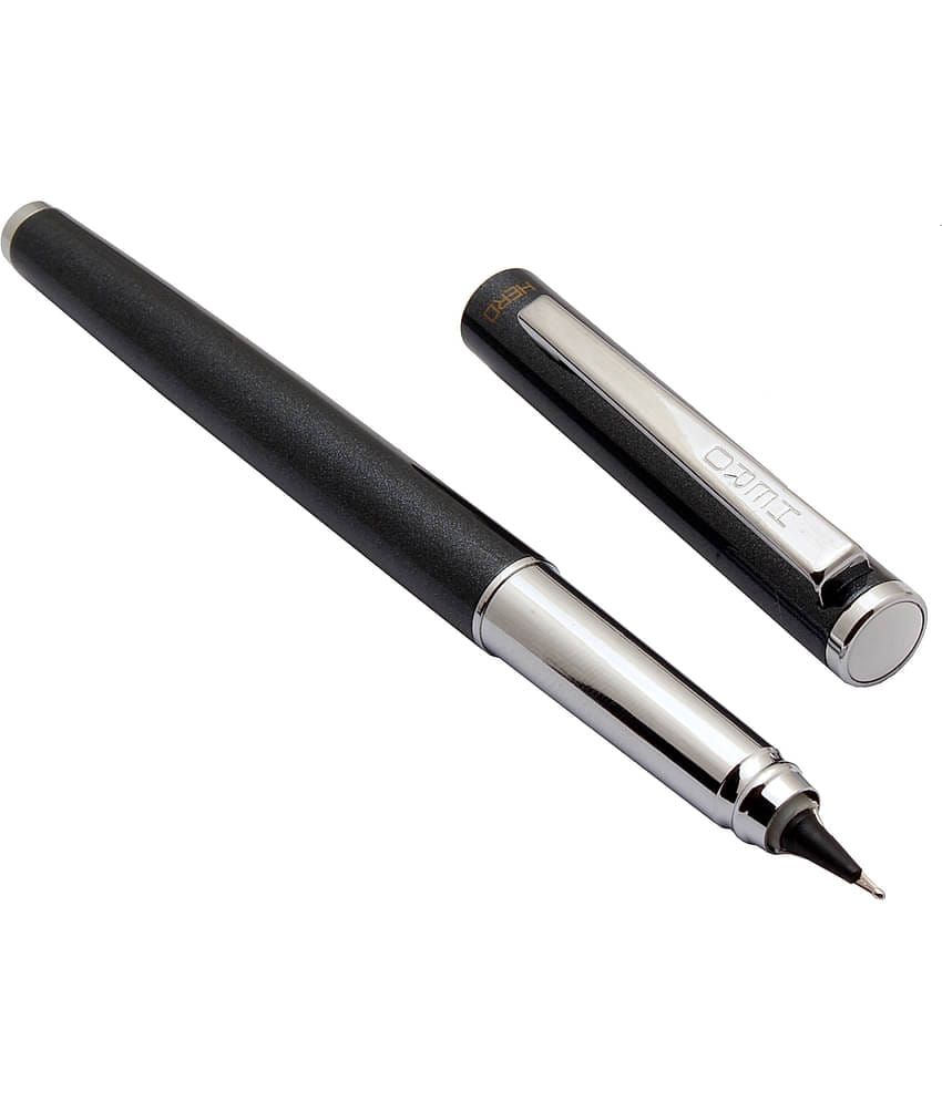 Srpc Hero 70 All Rounder Nib Fountain Pen 360 Degree Angle Writing Black Color Metal Body & Chrome trims