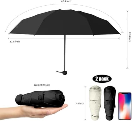 Denzcart Compact Folding Umbrella, 108 cm Size, Water-Repellent, UV Protection, Pack of 1