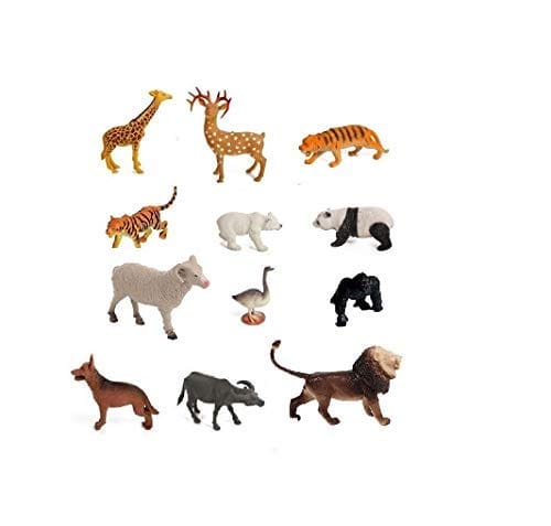 Nawani 12 pcs Wild and Farm Animal Sets for Kids Medium Size (Animals Color May Vary Pack to Pack)
