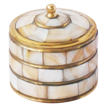 Brass Jewellery Box With Seep Work | Decorative Storage Miniature, Height : 3 Inch (ZMAS373 C)