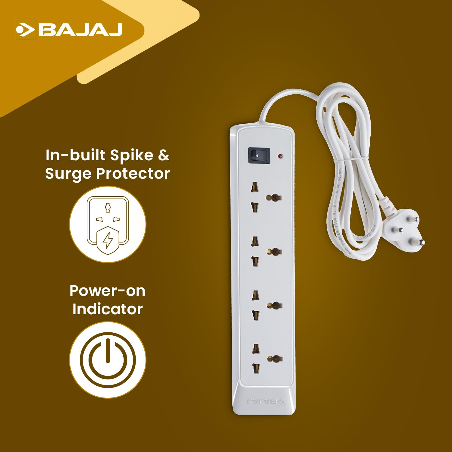 Bajaj 4-Way Spile & Surge Guard 2-metre Long Cable