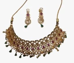 Elegant Gold Plated Kundan Meenakari Chowk Set with Earrings
