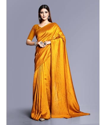 Sitanjali Lifestyle Georgette Solid Saree With Unstitched Blouse Piece ( Brown )