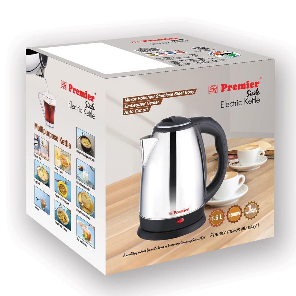 Premier Stainless Steel Electric Kettle - 1.5 Ltr