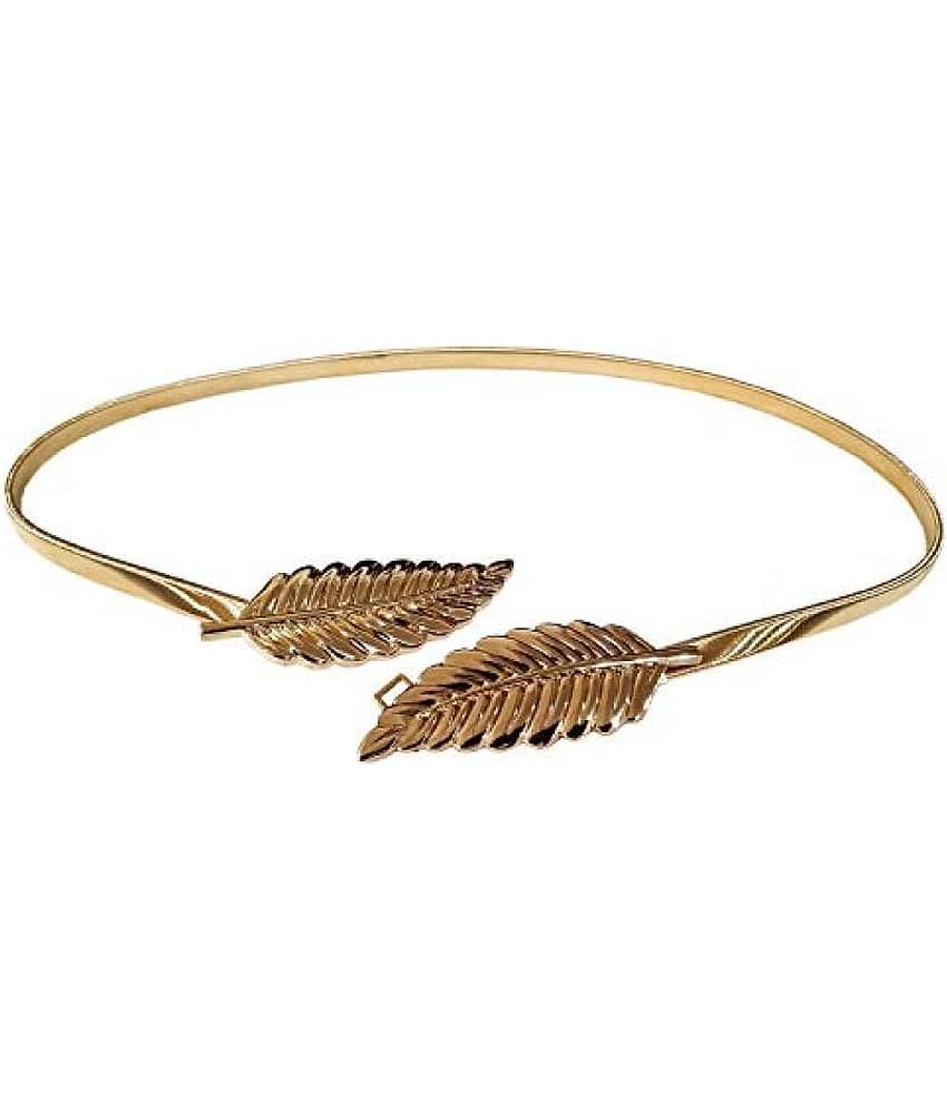 Livisorb Women's Stretchable Metallic Belt (BL4039, Golden, Free Size)