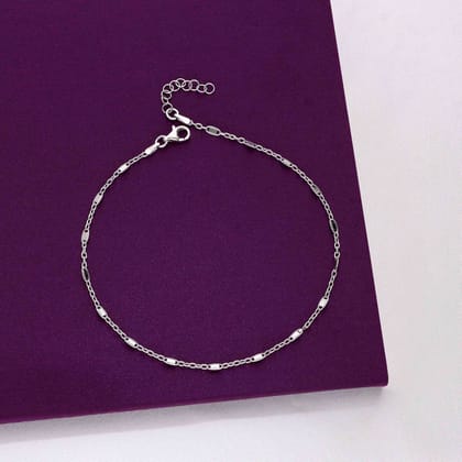 Sterling Silver Line Chain Anklet-None / Silver