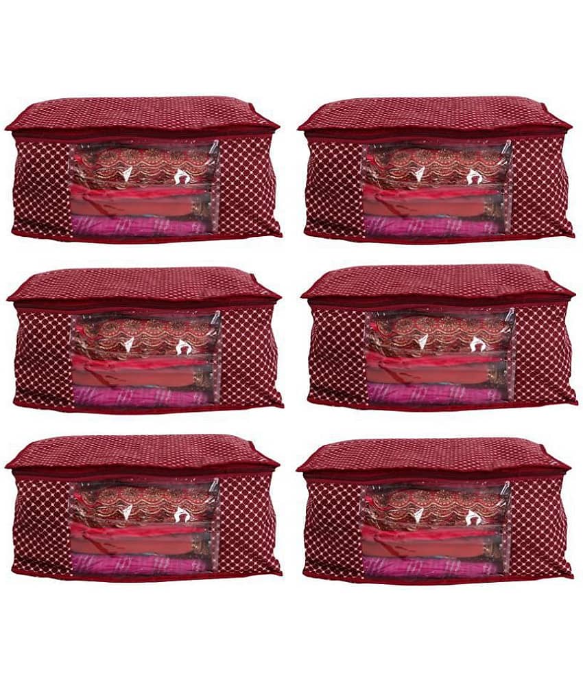 Bulbul Red Saree Covers - 6 Pcs