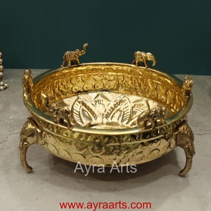 Brass Elephant Urli Bowl for Home Decoration