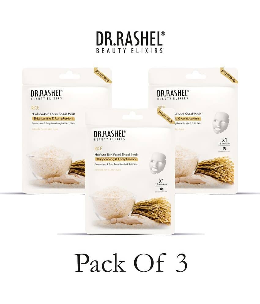 DR.RASHEL Rice Water Sheet Mask for Deep Hydration Suits All Skin Types 20 gm each ( Pack of 3)