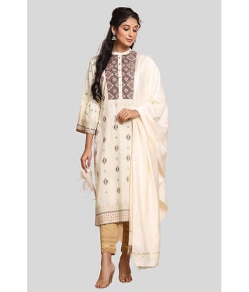 Juniper - Off White Straight Rayon Women's Stitched Salwar Suit ( Pack of 1 )