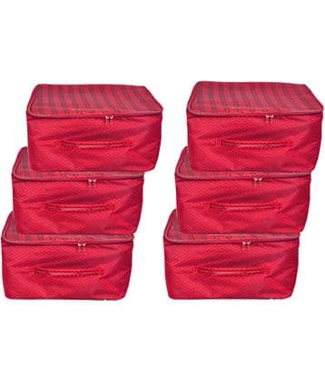 Nylon Wardrobe Bag Underbed Moisture Proof Cloth Storage Organiser with Zippered Closure & Handle SET OF 6