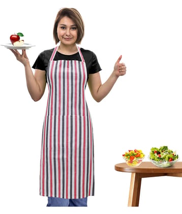Oasis Hometex Cotton Stripes Kitchen Apron with 1 Center Pocket ( Pack of 1 )
