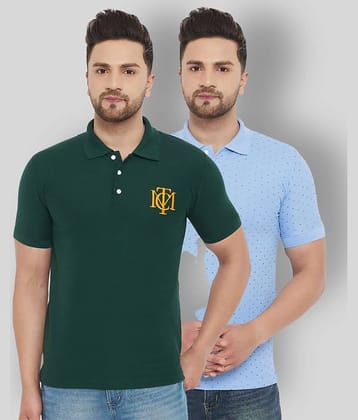 The Million Club Pack of 2 Polyester Regular Fit Solid Half Sleeves Men's Polo T Shirt ( Green )