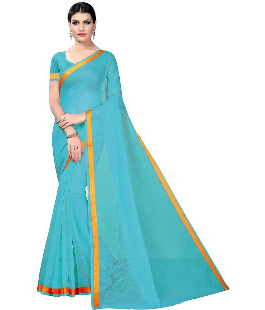Sadhvi Art Silk Printed Saree With Unstitched Blouse Piece ( Light Blue )