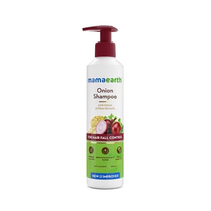 Mamaearth Onion Shampoo for Hair Growth and Hair Fall Control with Onion and Plant Keratin | Reduces Hair Fall | Strengthens & Smoothens Hair | For Men & Women | 250ml Mamaearth Onion Shampoo for Hair Growth and Hair Fall Control with Onion and Plant Ker