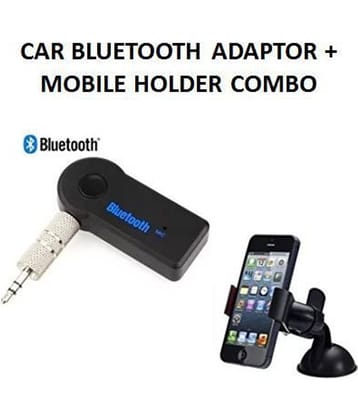 Car Bluetooth Receiver 3.5 mm Pin, Pair with Car Stereo, Home Audio System + Car Mobile Holder Combo Pack